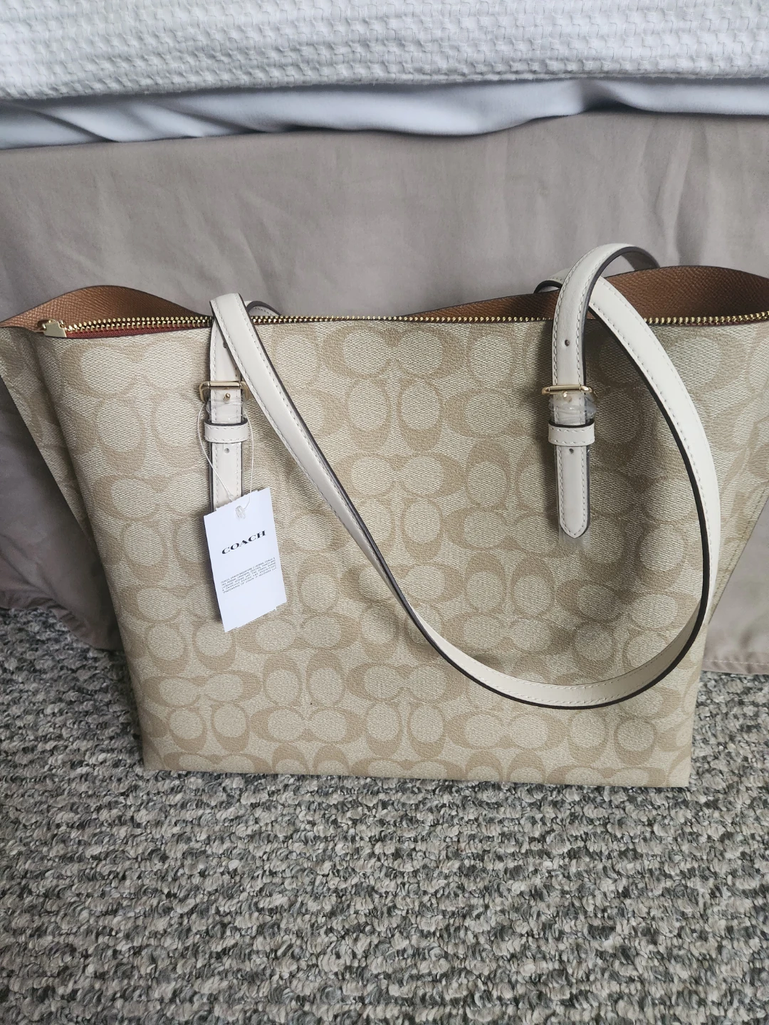 Coach Tote Bag - Beige/White Signature C Print - photo 2