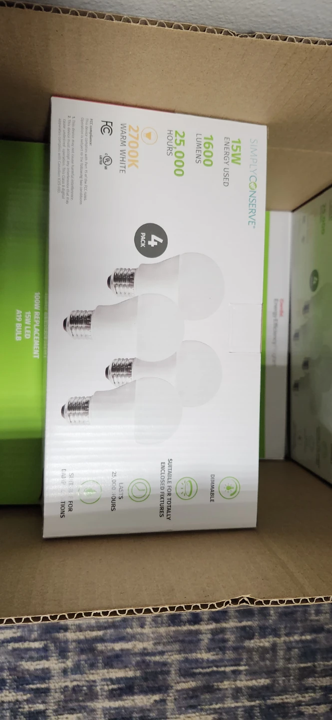 SimplyConserve LED A19 Bulbs - 15W (100W Replacement) - 4 Pack