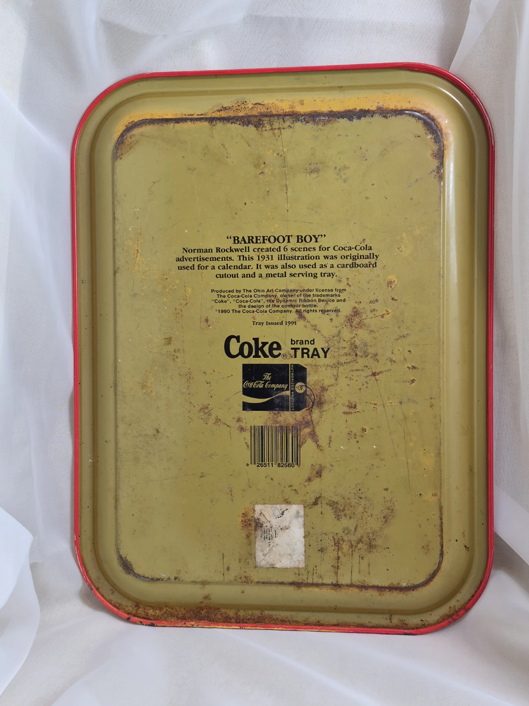 Vintage 1991 Coca-Cola Norman Rockwell "Barefoot Boy" Metal Tray - photo 4