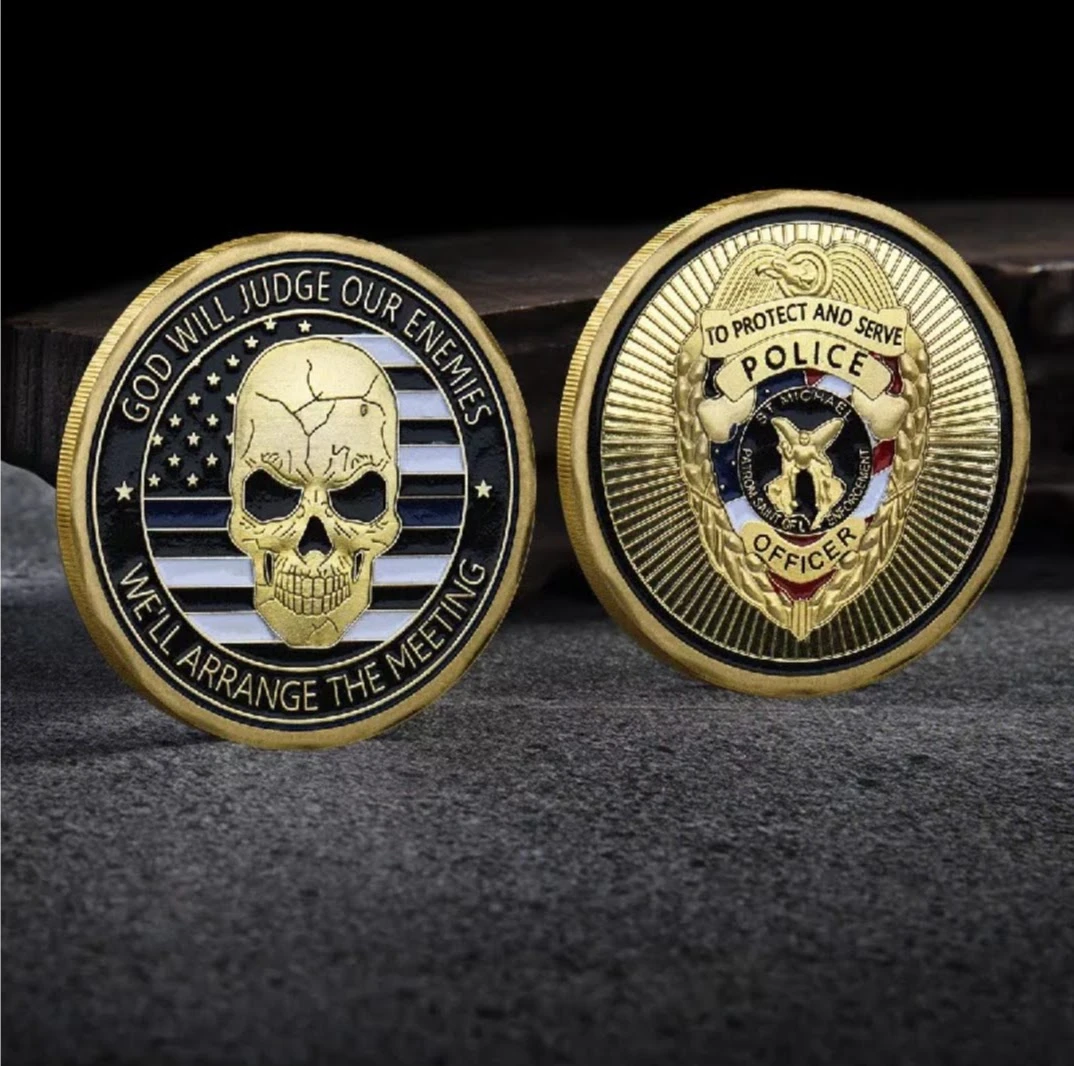 To protect and serve police challenge coin.