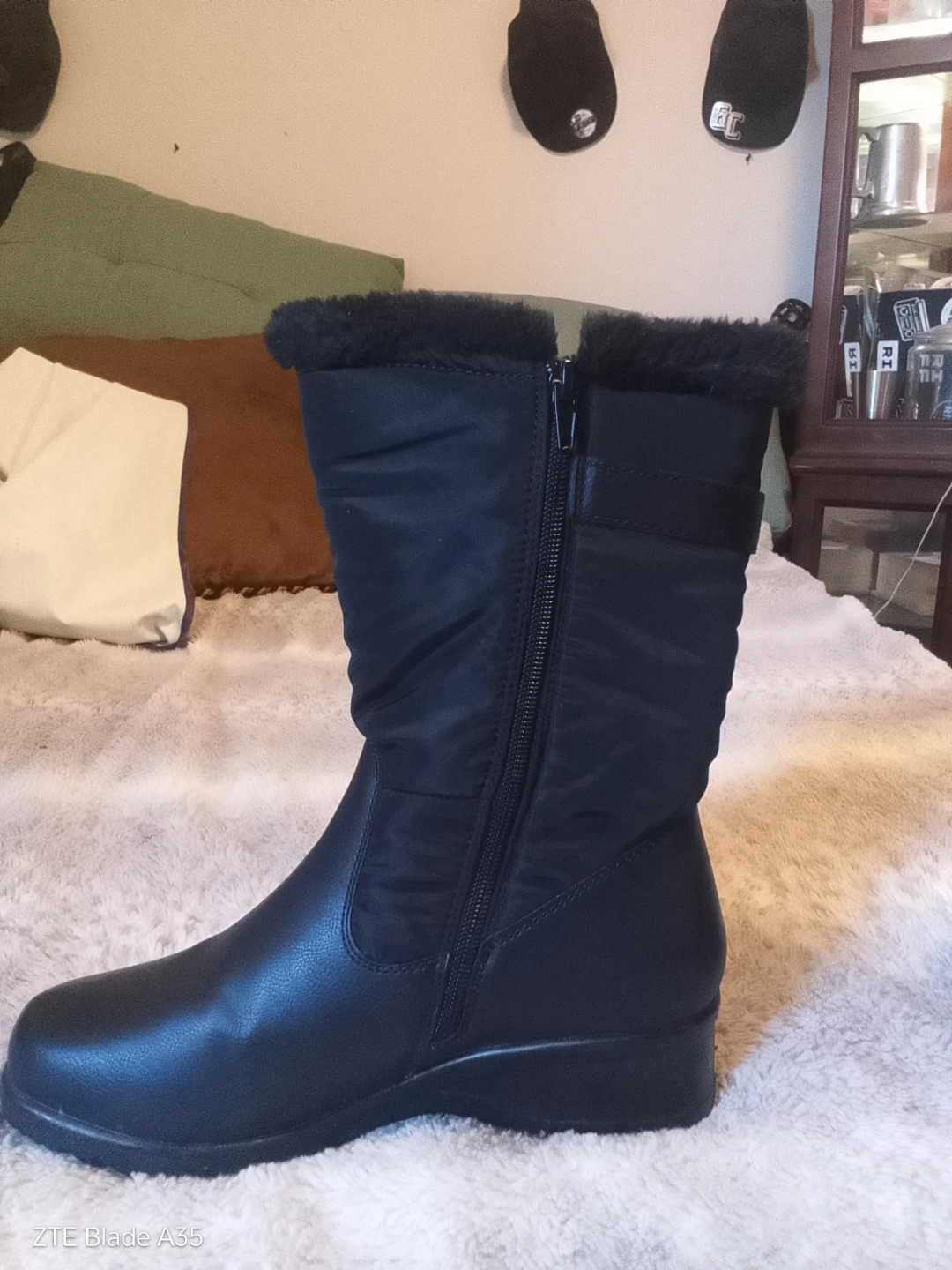 Black Winter Boots with Fur Trim - photo 2