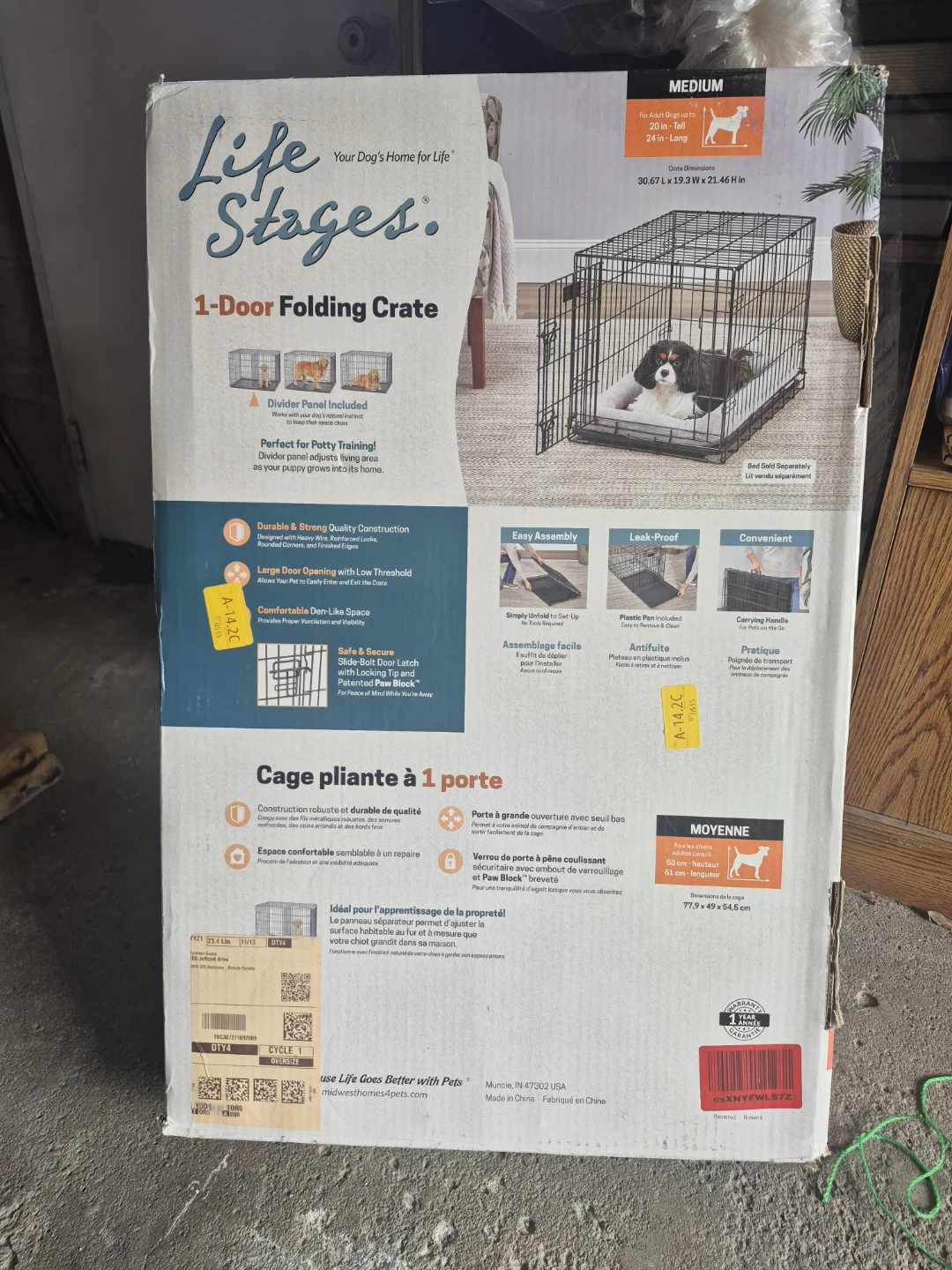 MidWest Life Stages 1-Door Folding Dog Crate - Medium