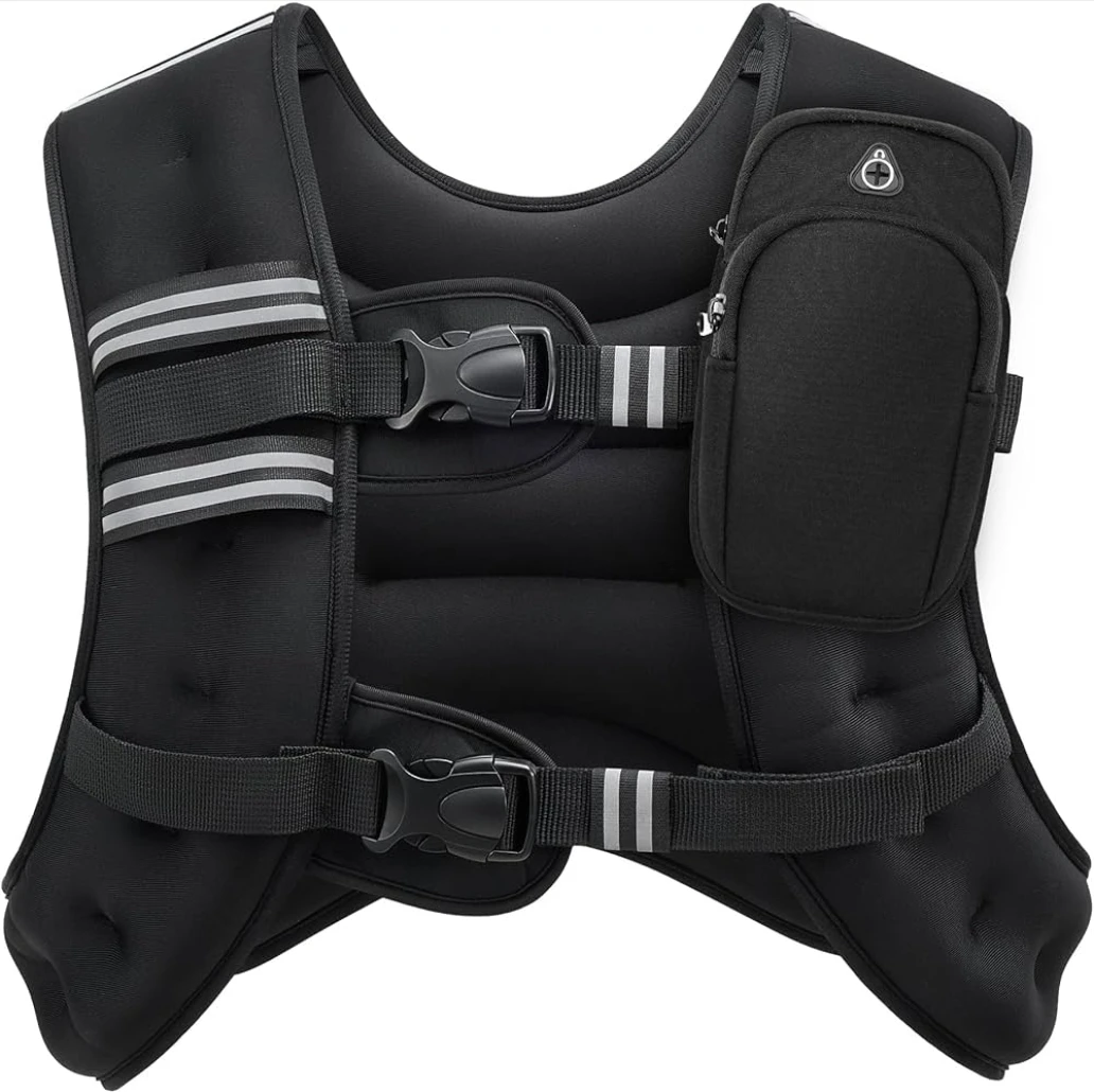 Black Weighted Vest with Reflective Straps