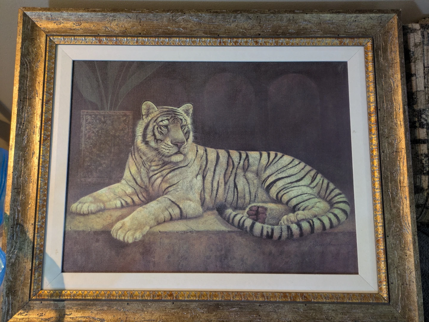 Framed White Tiger Painting