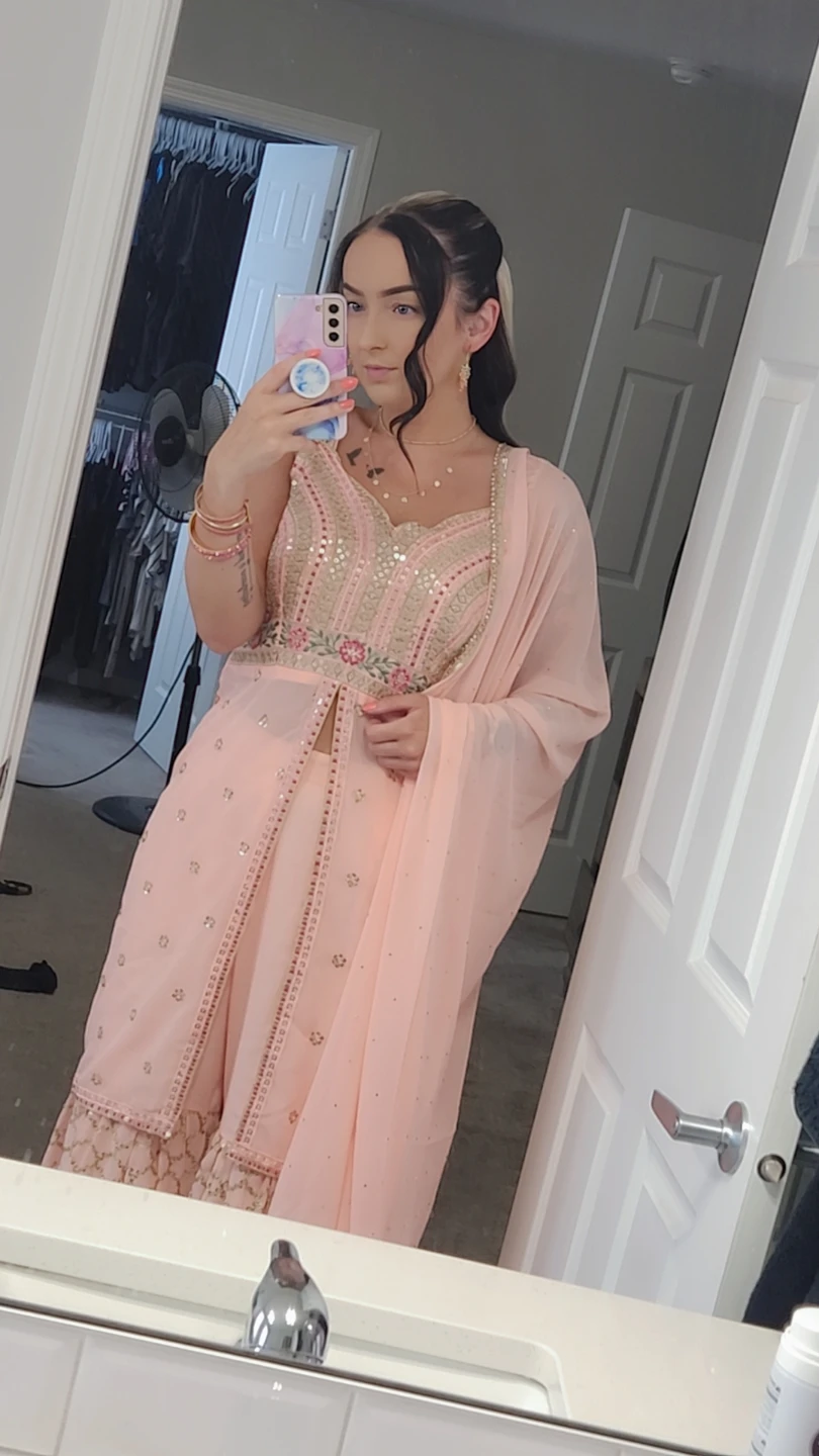 Pink Embroidered Kurti with Dupatta