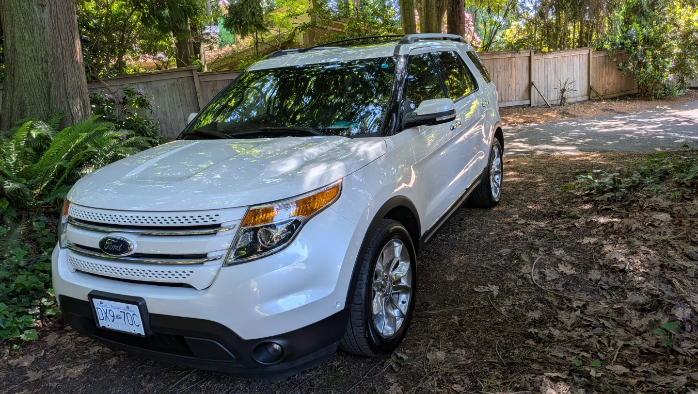 White Ford Explorer Limited SUV