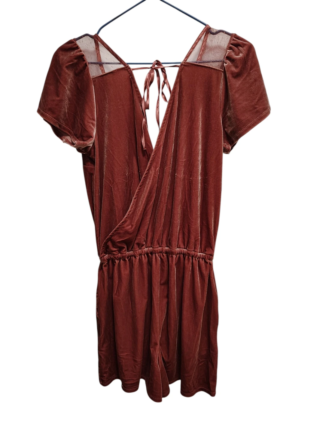 🔥 Abercrombie & Fitch Rust Velvet Tie-Back Romper - Size M