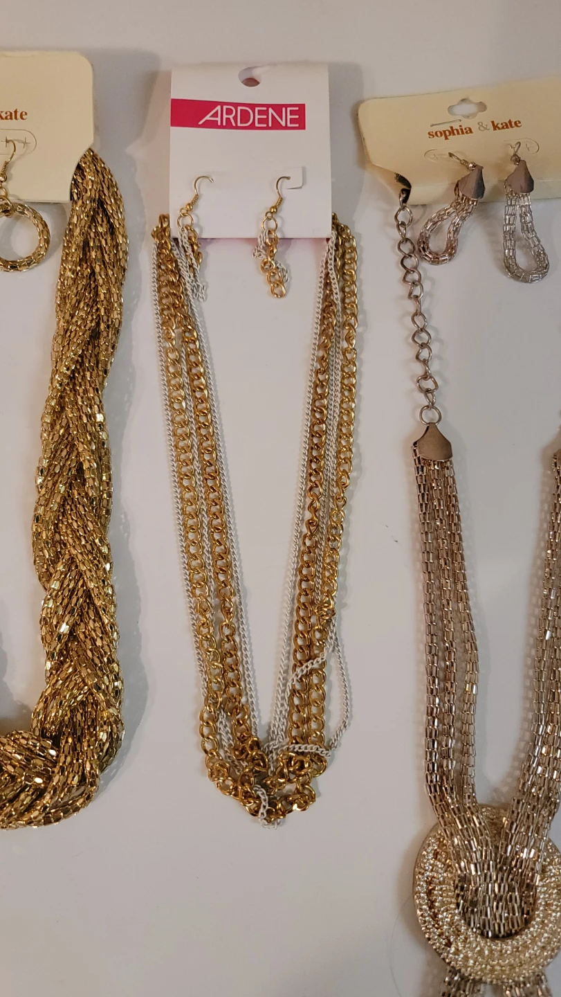 Ardene Gold and Silver Tone Chain Necklace and Earring Set(23) - photo 2