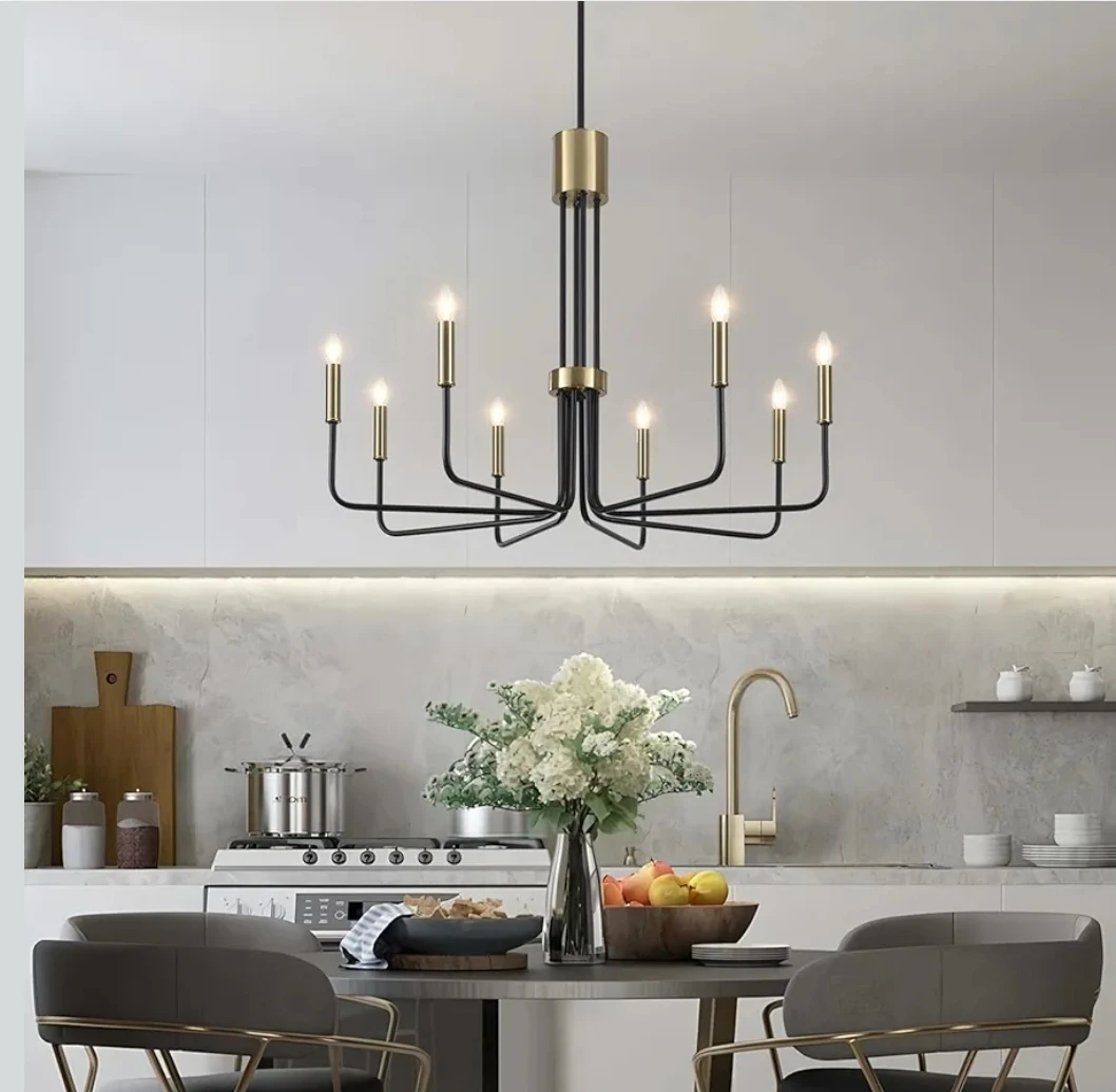 8 Light Black and Gold Chandelier - photo 3