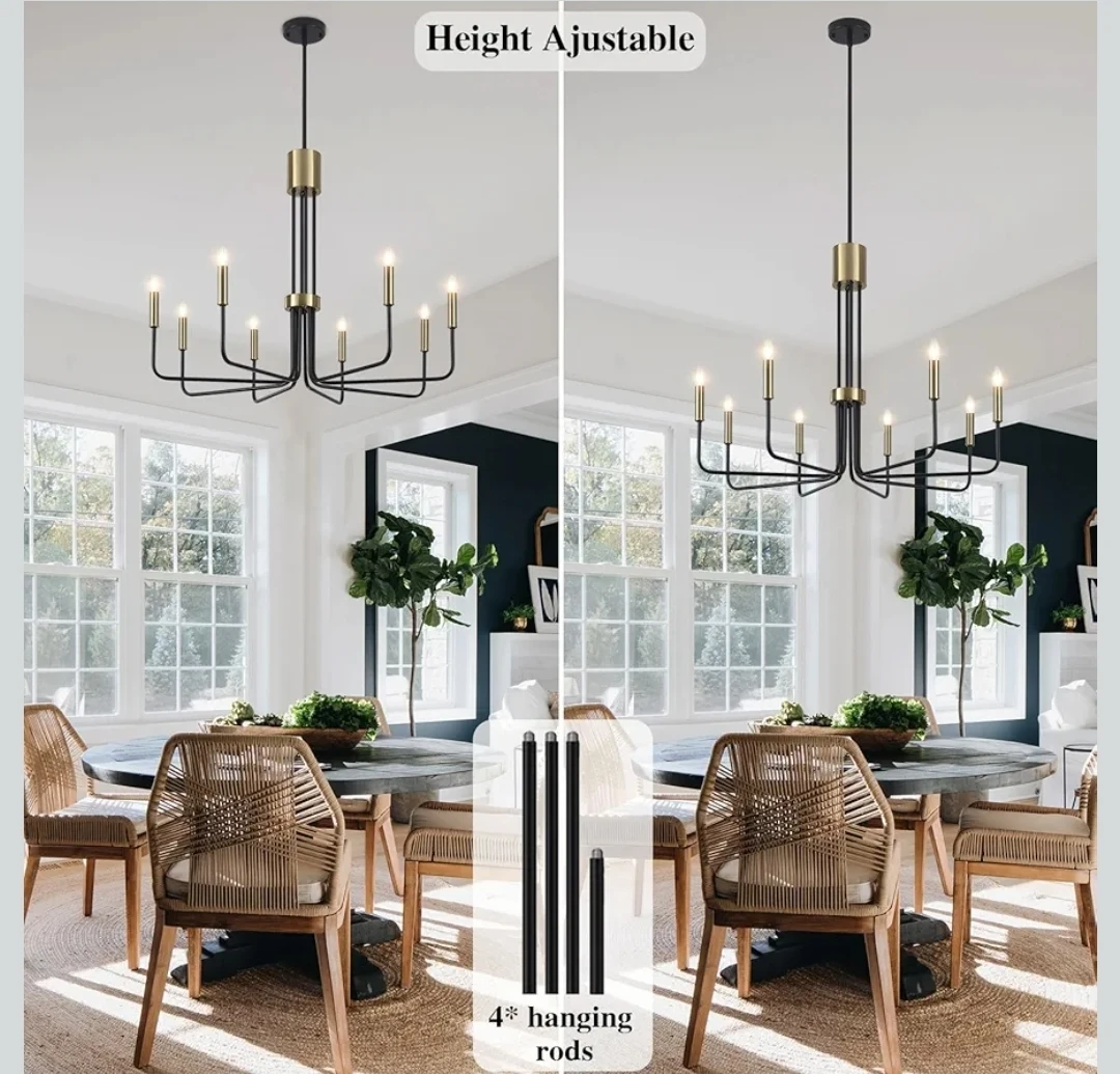 8 Light Black and Gold Chandelier - photo 4