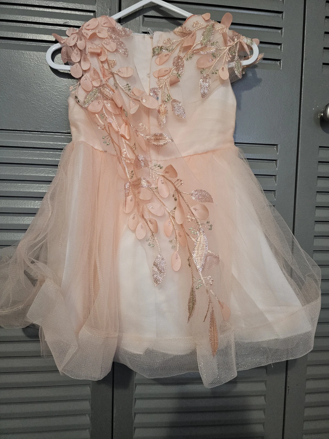 Pink Girls Dress with Floral Embellishments