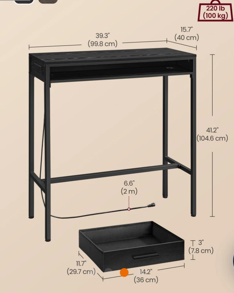 Black Standing Desk with Built-in Charging Station - photo 5