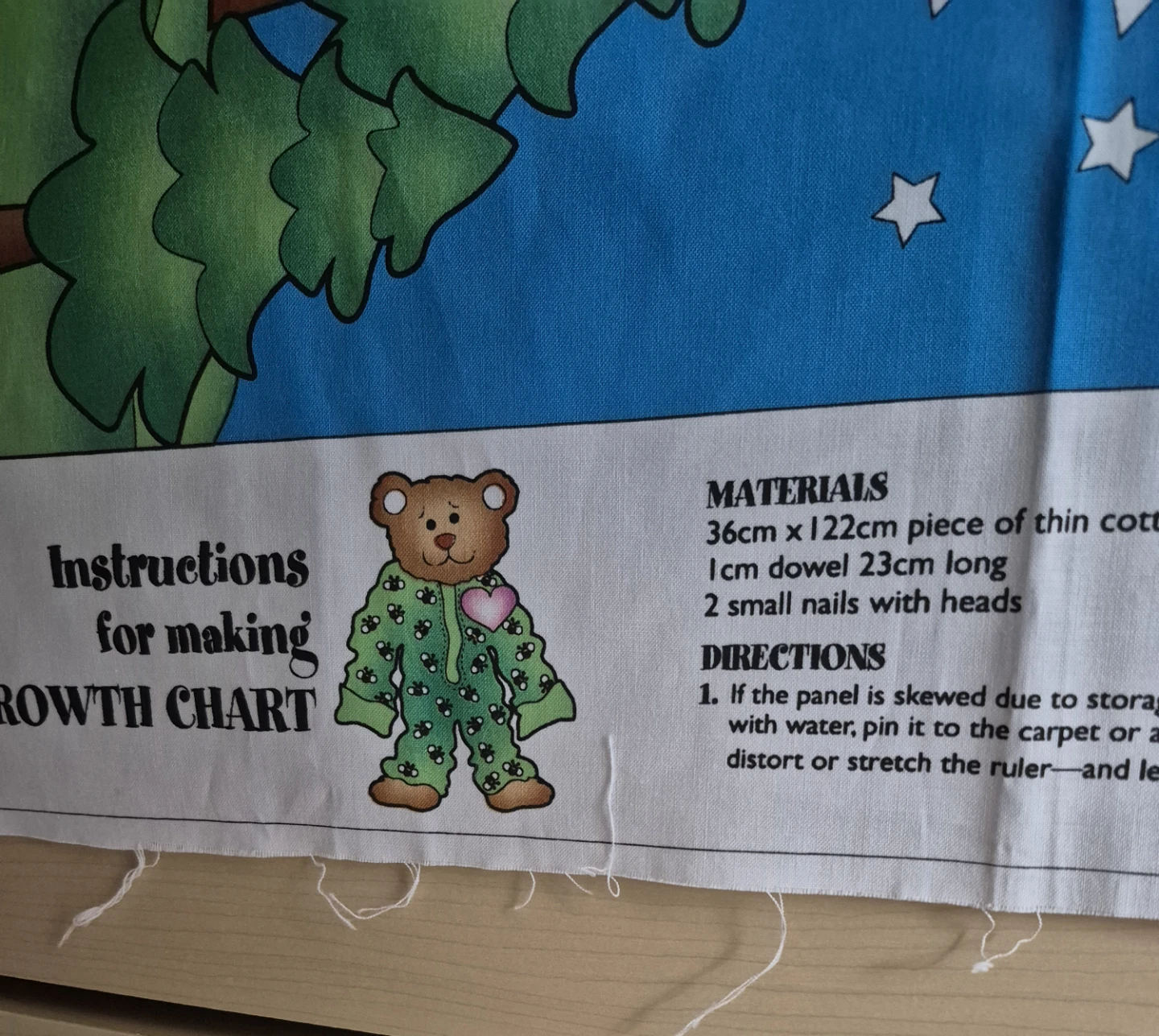 Tiny Teddy's Growth Chart Fabric Panel - photo 2