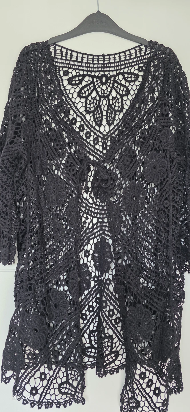 Black Crochet Openwork Cardigan - photo 2
