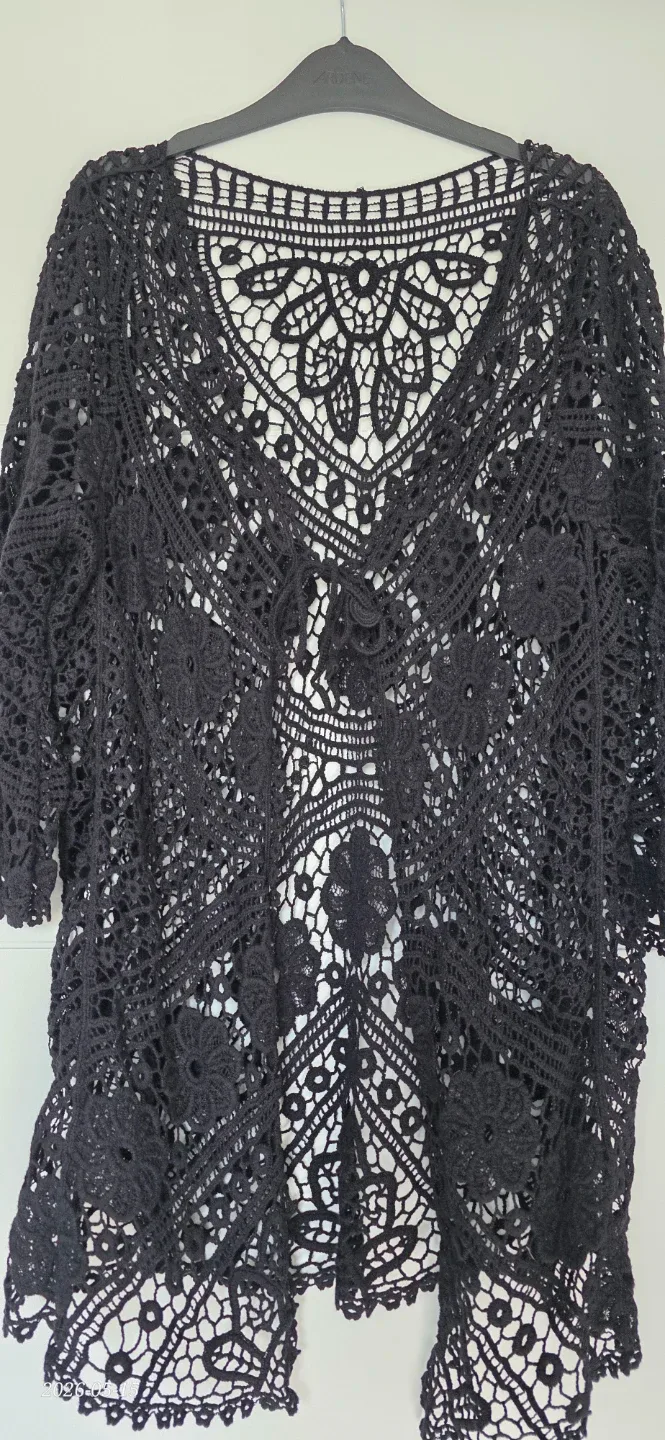 Black Crochet Openwork Cardigan - photo 2