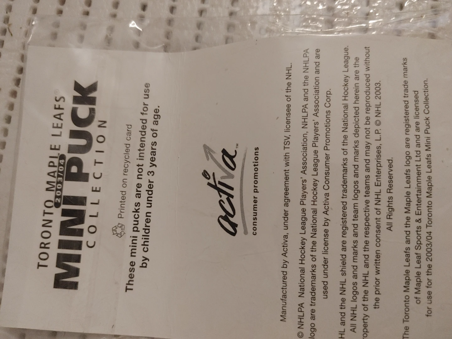 Toronto Maple Leafs Mini Puck Collection 2003/04 Tie Domi - photo 2