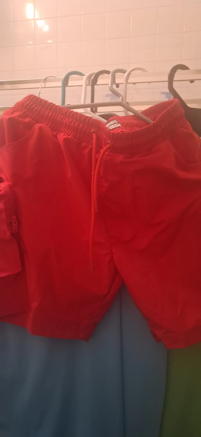 Red Cargo Shorts with Zipper Pocket - photo 2