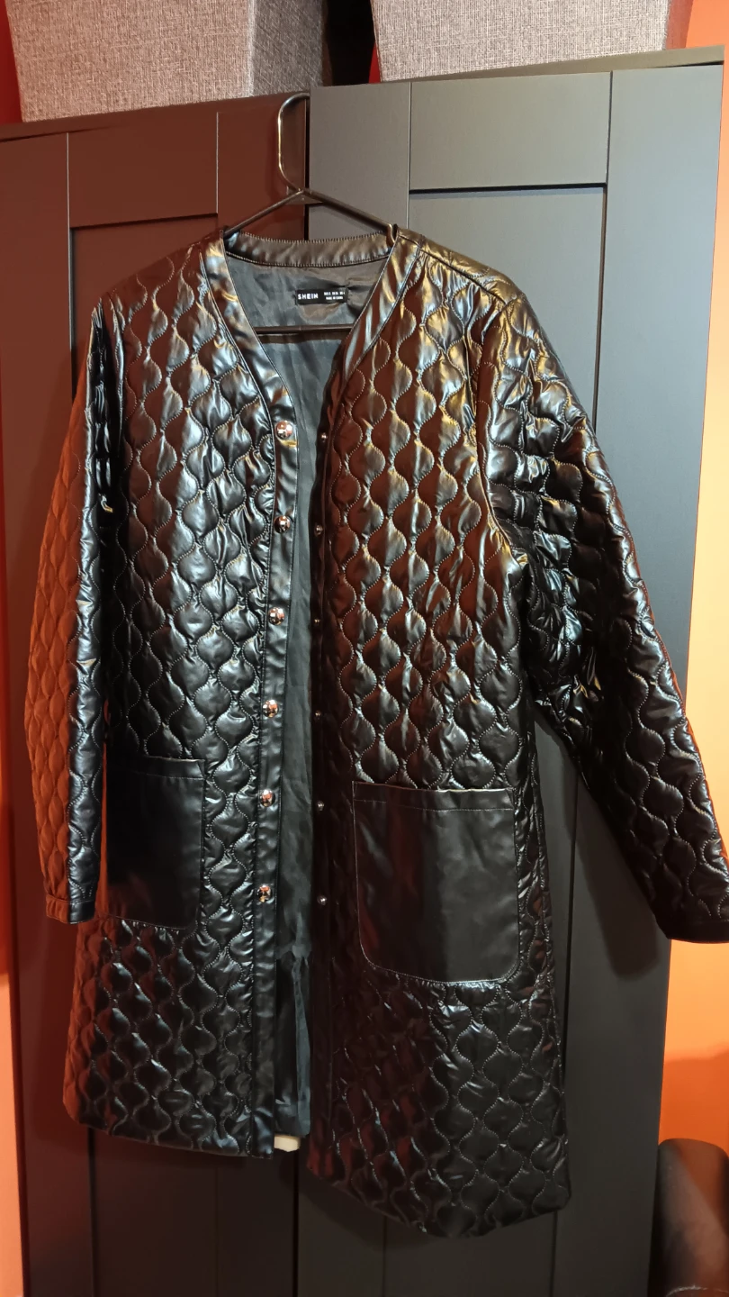 SHEIN Black Quilted Faux Leather Jacket - Size S