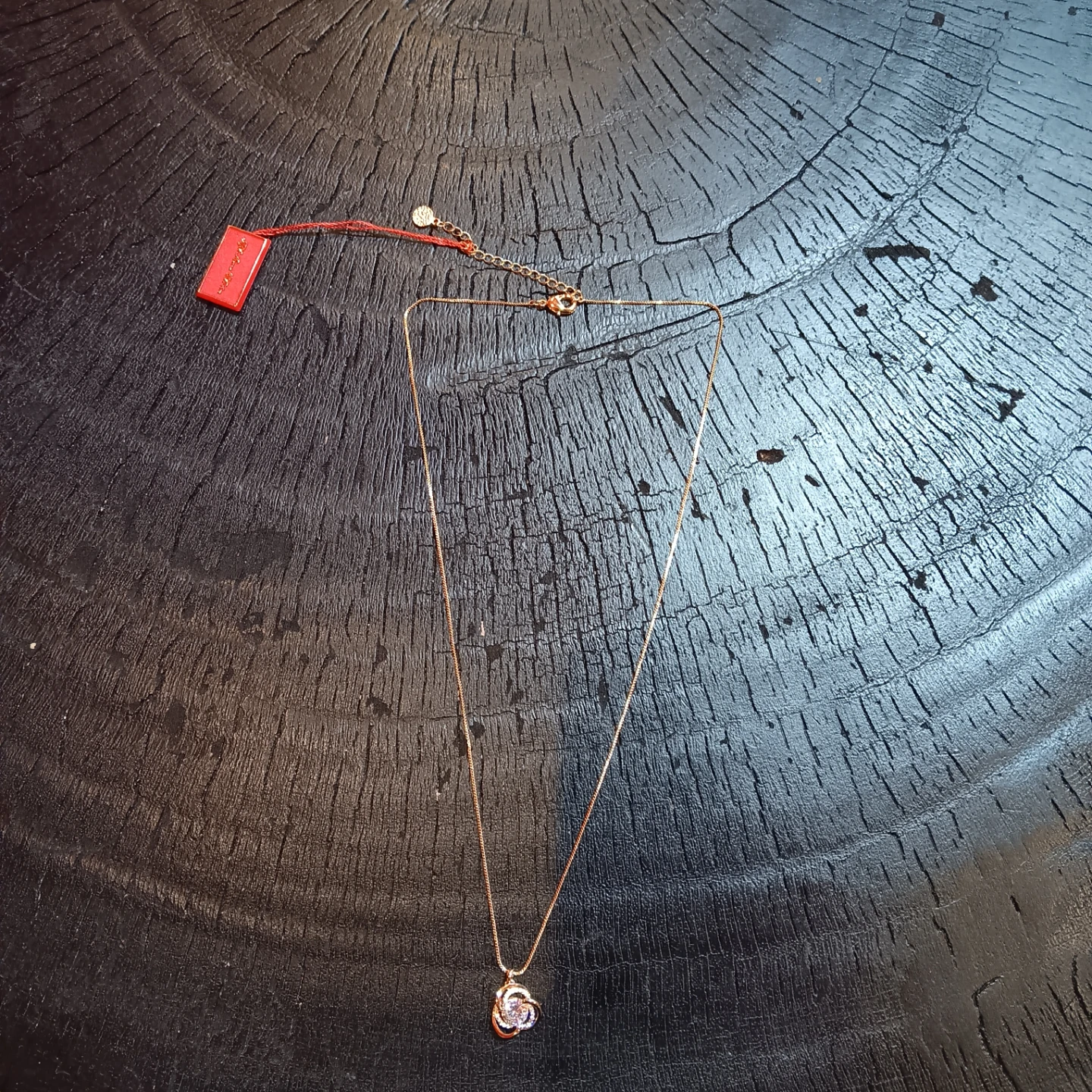Gold Necklace with Crystal Pendant