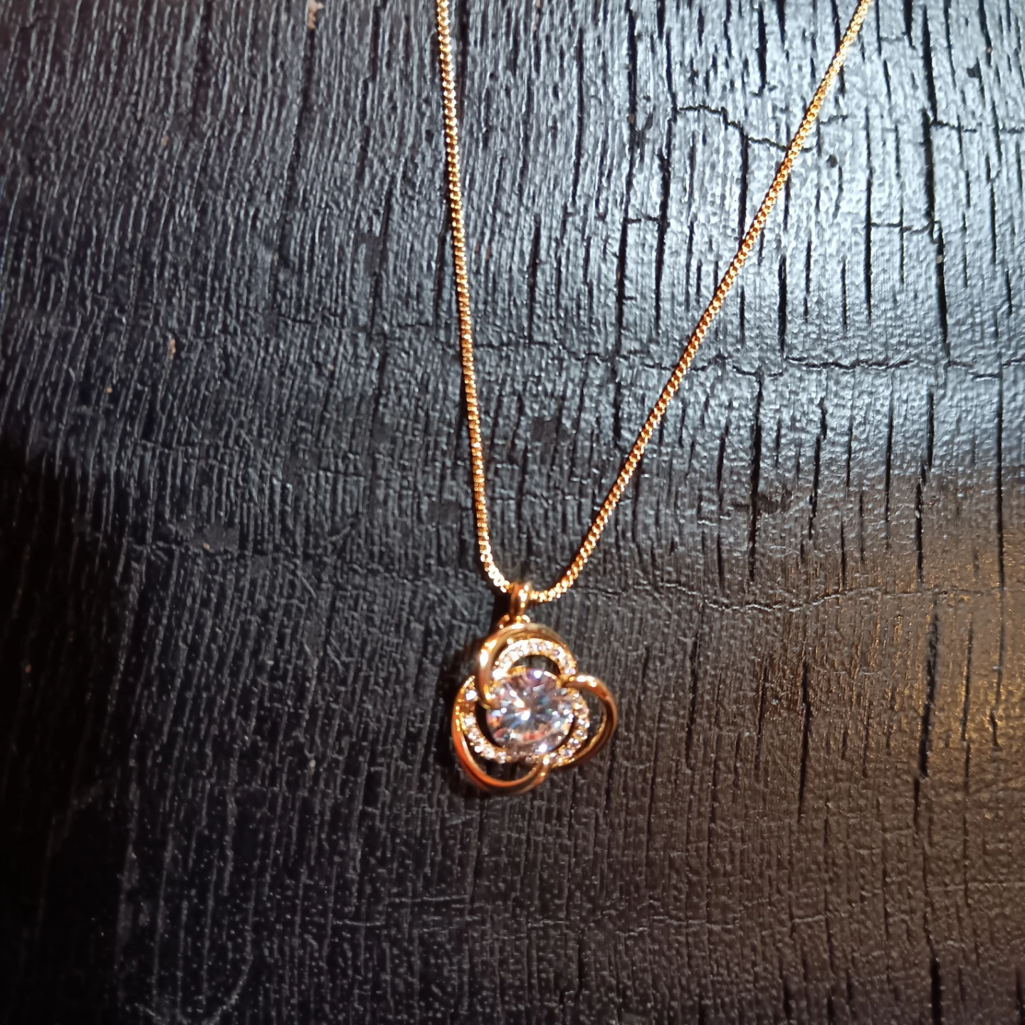 Gold Necklace with Crystal Pendant - photo 2