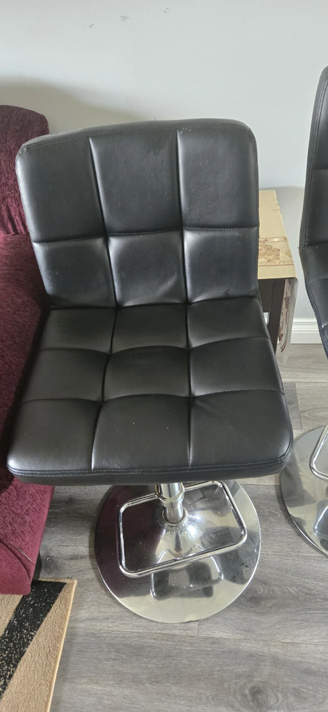 Set of 2 Black Faux Leather Bar Stools - photo 2