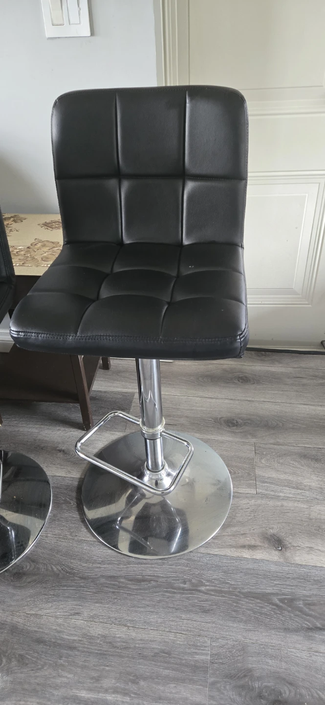 Set of 2 Black Faux Leather Bar Stools - photo 4