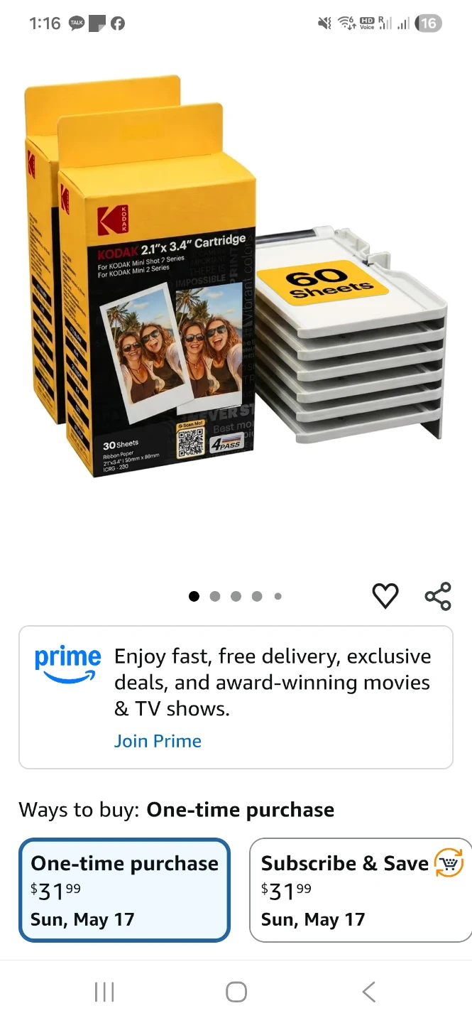 Kodak Cartridge for photo printer Mini Shot 2 Series