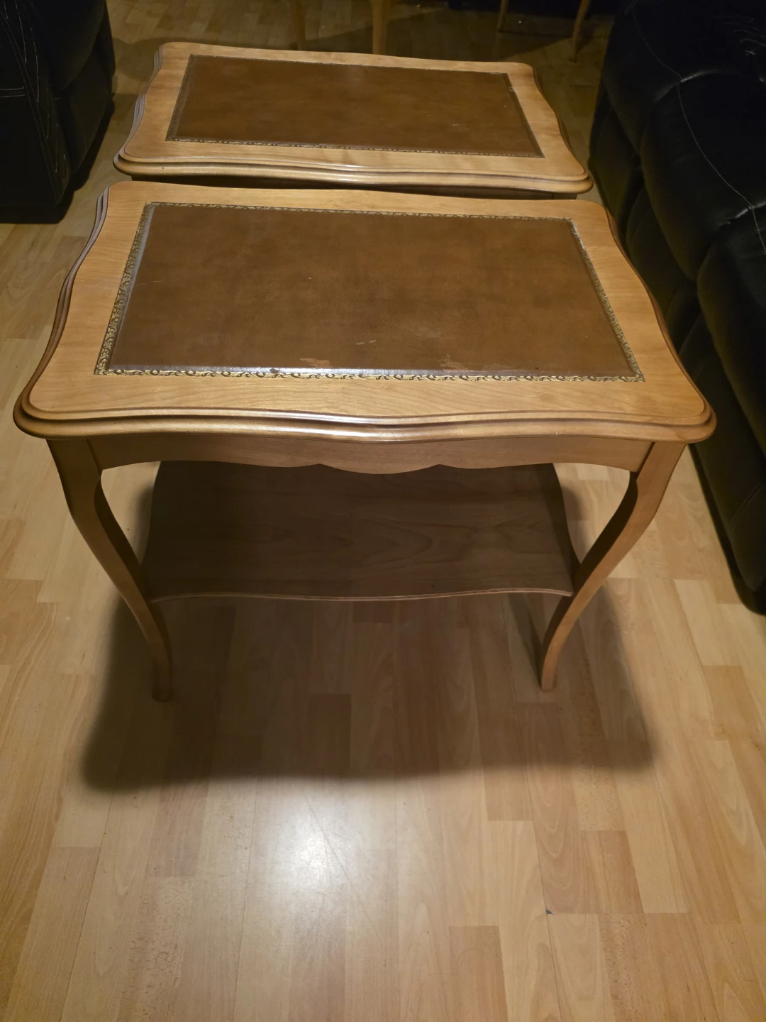 Set of 3 Vintage Wood &  Inlay Side Tables and coffee table - photo 3