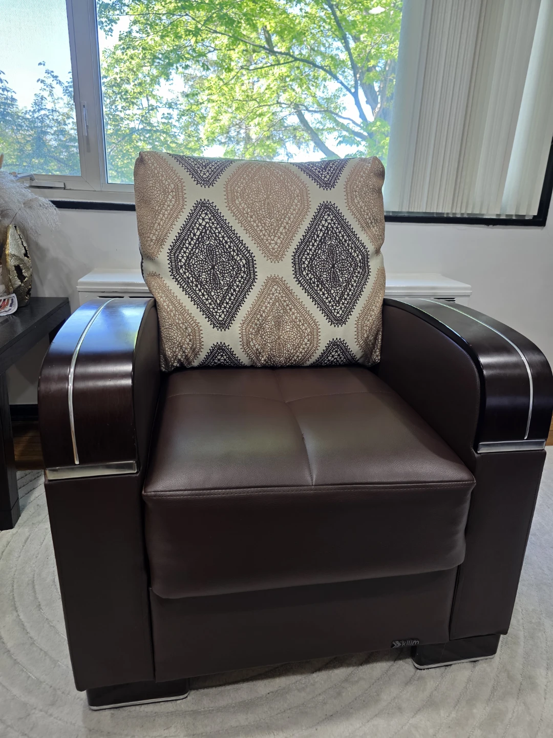 Brown Faux Leather Sofa with Storage - photo 2