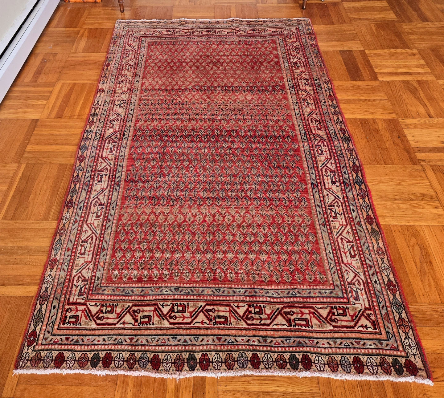 Hand Woven Persian Red, Green, And Grey Carpet Area Rug - photo 2