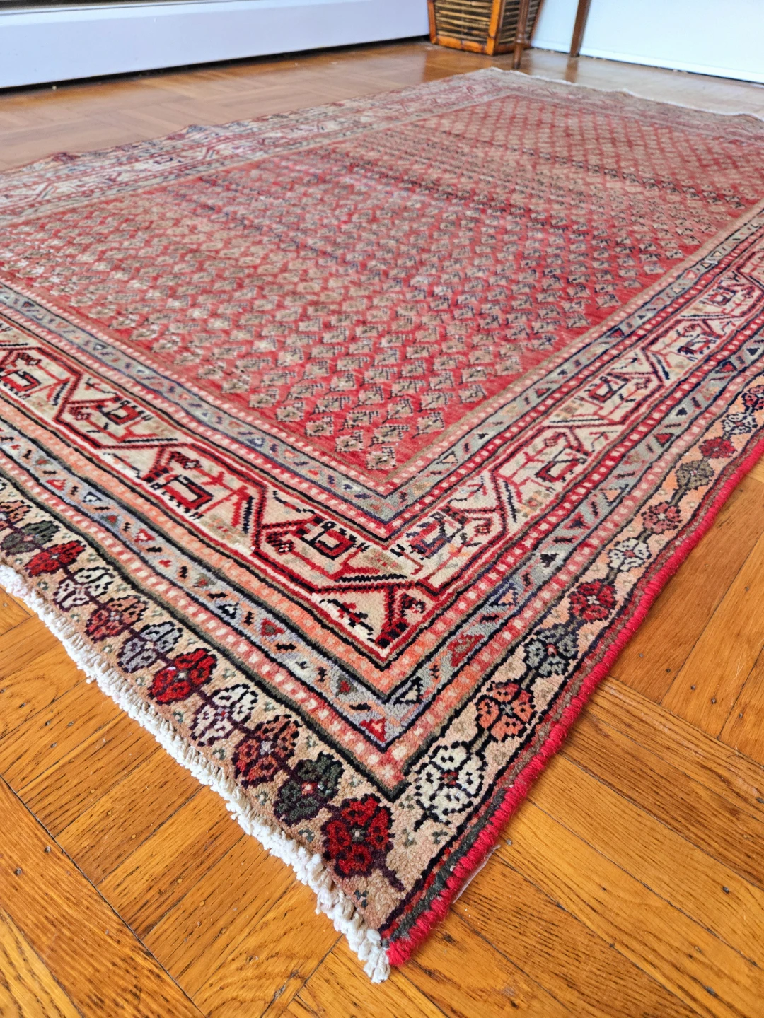 Hand Woven Persian Red, Green, And Grey Carpet Area Rug - photo 3
