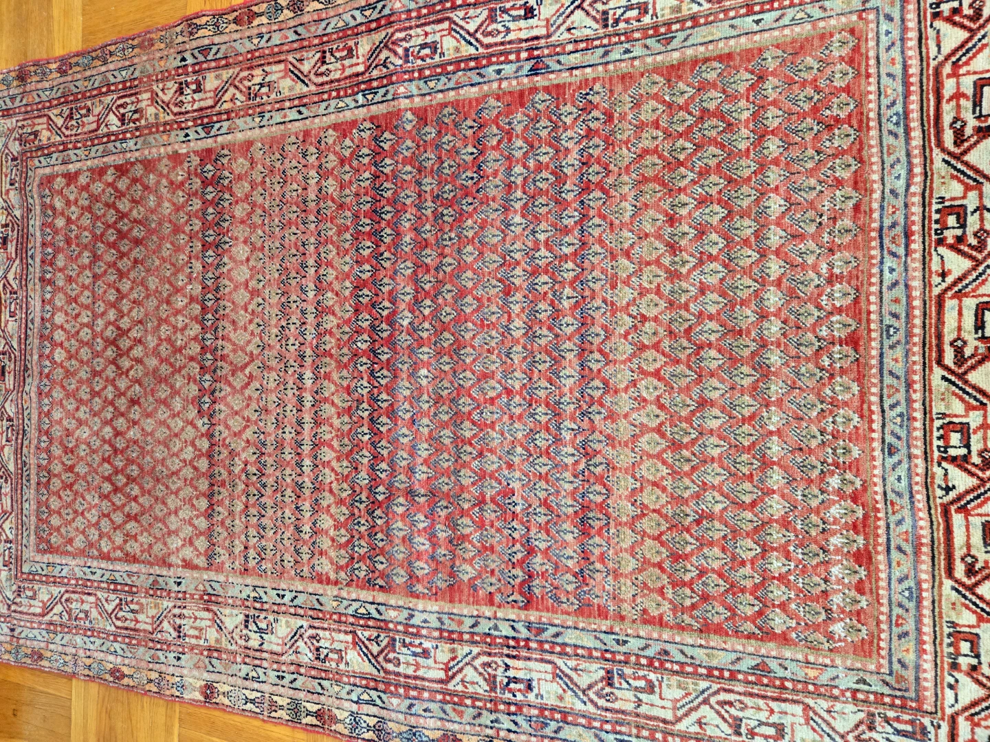 Hand Woven Persian Red, Green, And Grey Carpet Area Rug - photo 5