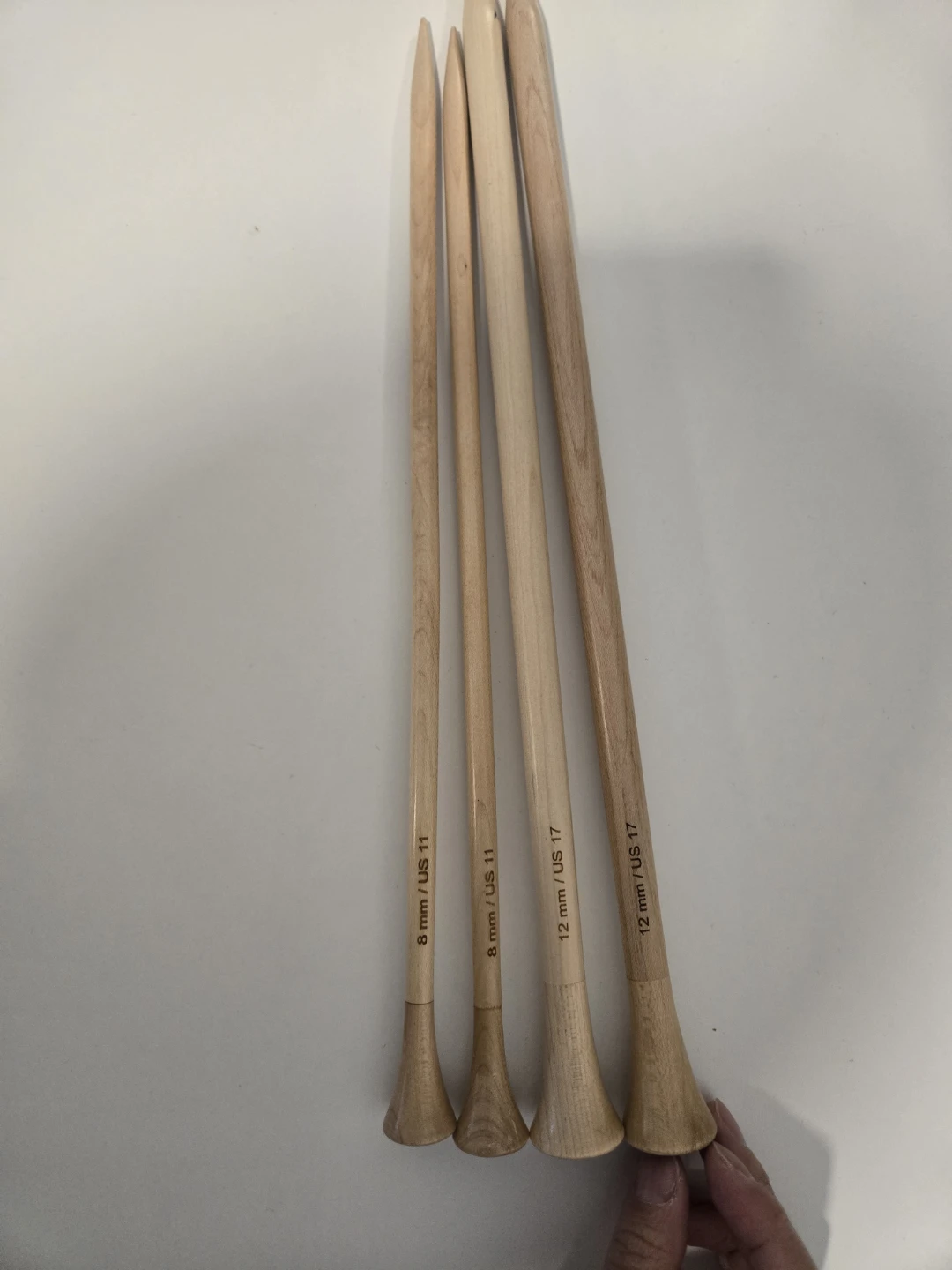(Moving Sale) Set of 4 Wooden Knitting Needles 8mm & 12mm