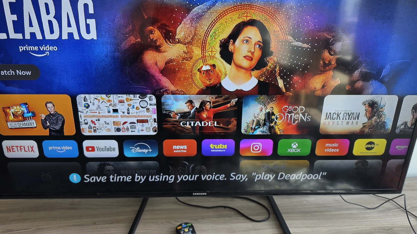 56” Samsung HD TV + Large Wooden TV Stand + Fire Stick - photo 3