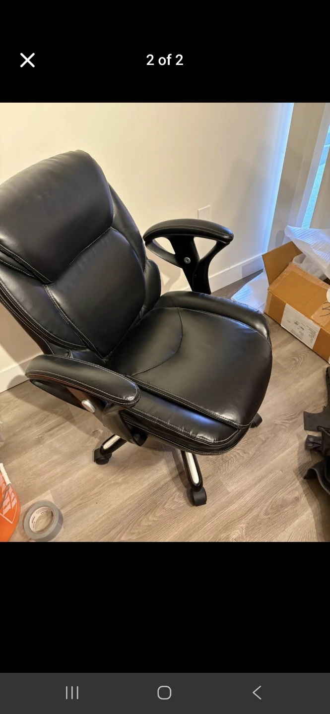 Black Faux Leather Office Chair - photo 2