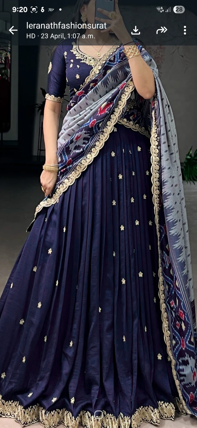 Blue Embroidered lehenga Suit with Dupatta