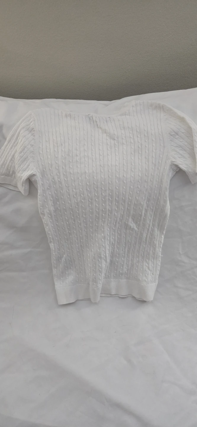 Tommy Hilfiger White Cable Knit Short Sleeve Top - XS - photo 2