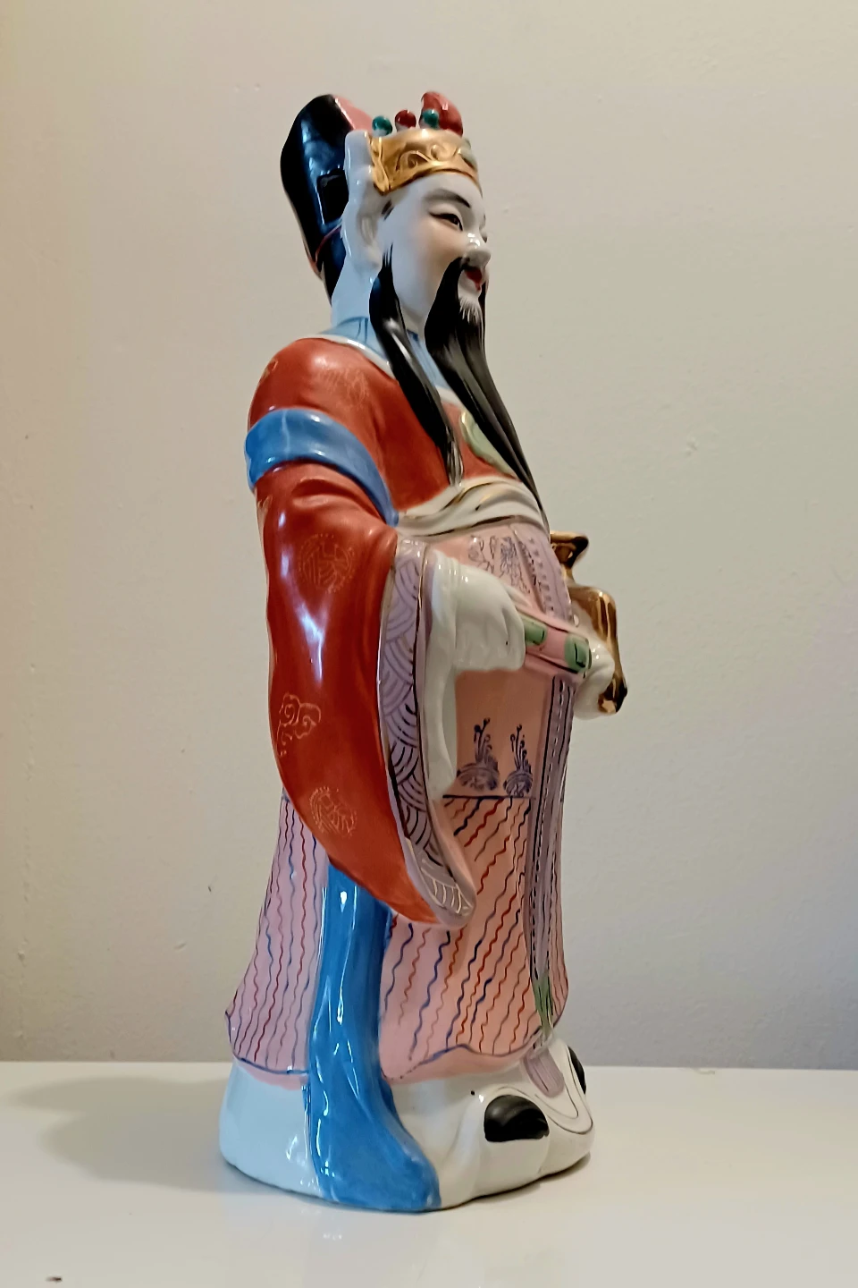 15" Hand Painted Chinese deity Lu Xing Statue - photo 2