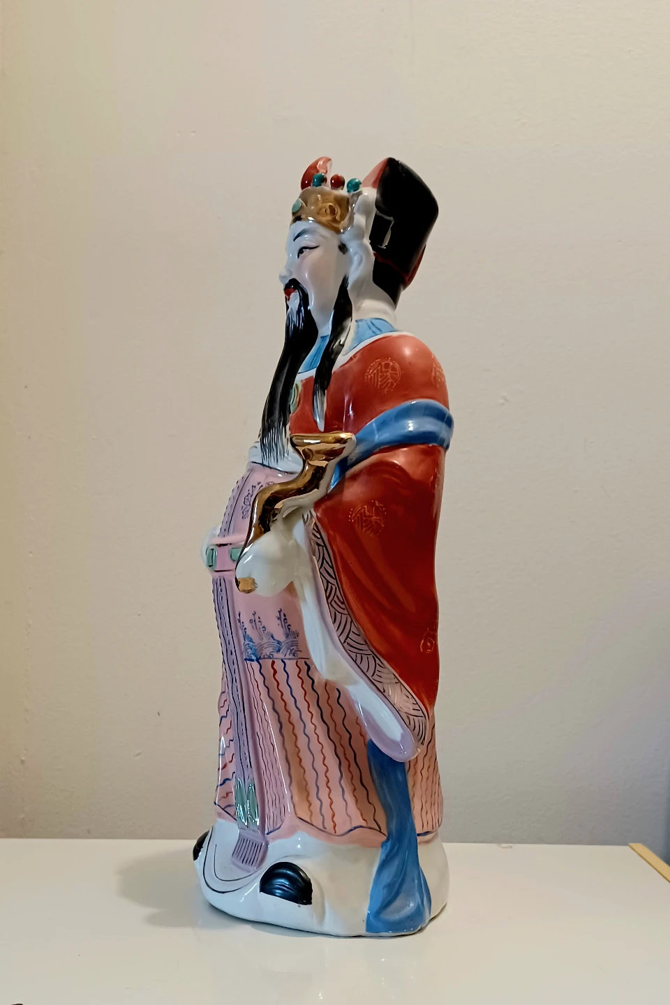 15" Hand Painted Chinese deity Lu Xing Statue - photo 3