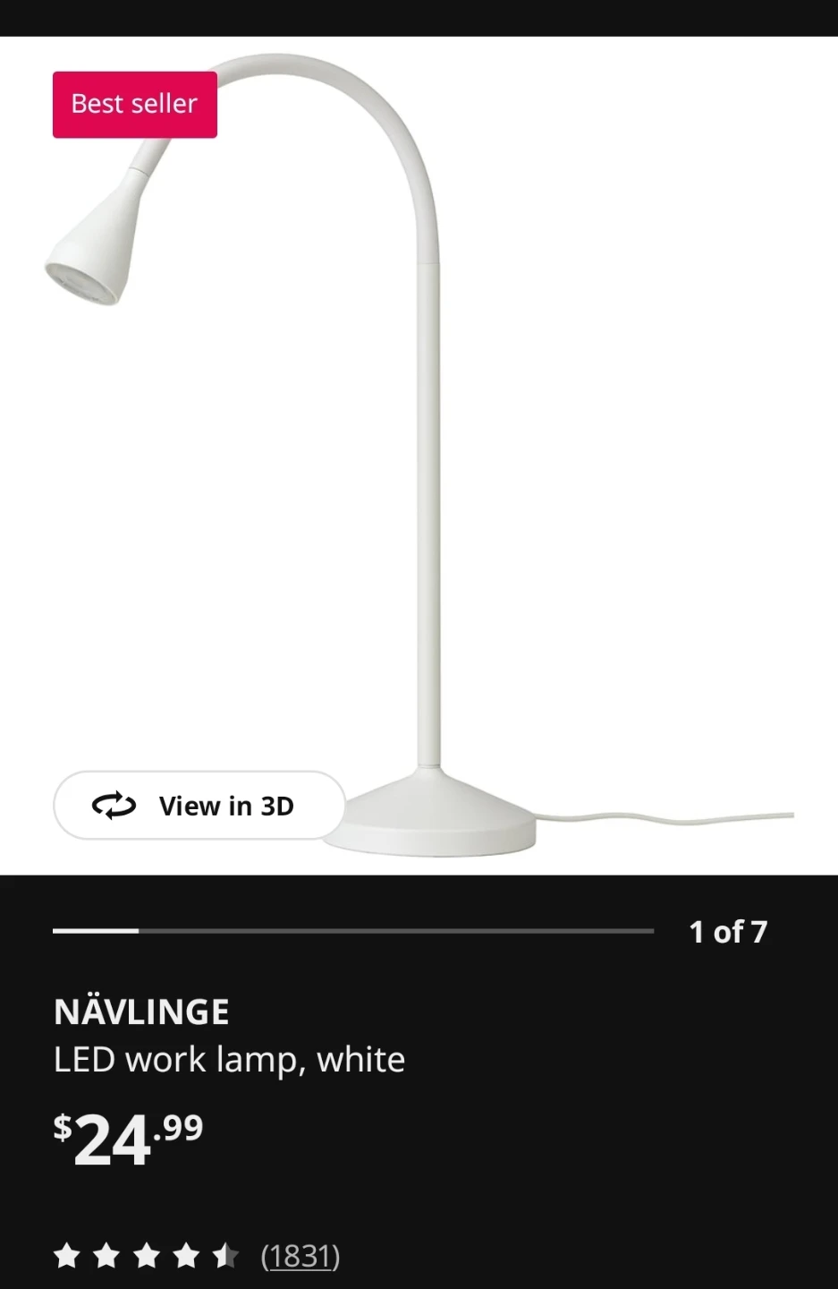 IKEA NÄVLINGE LED Work Lamp White - photo 3