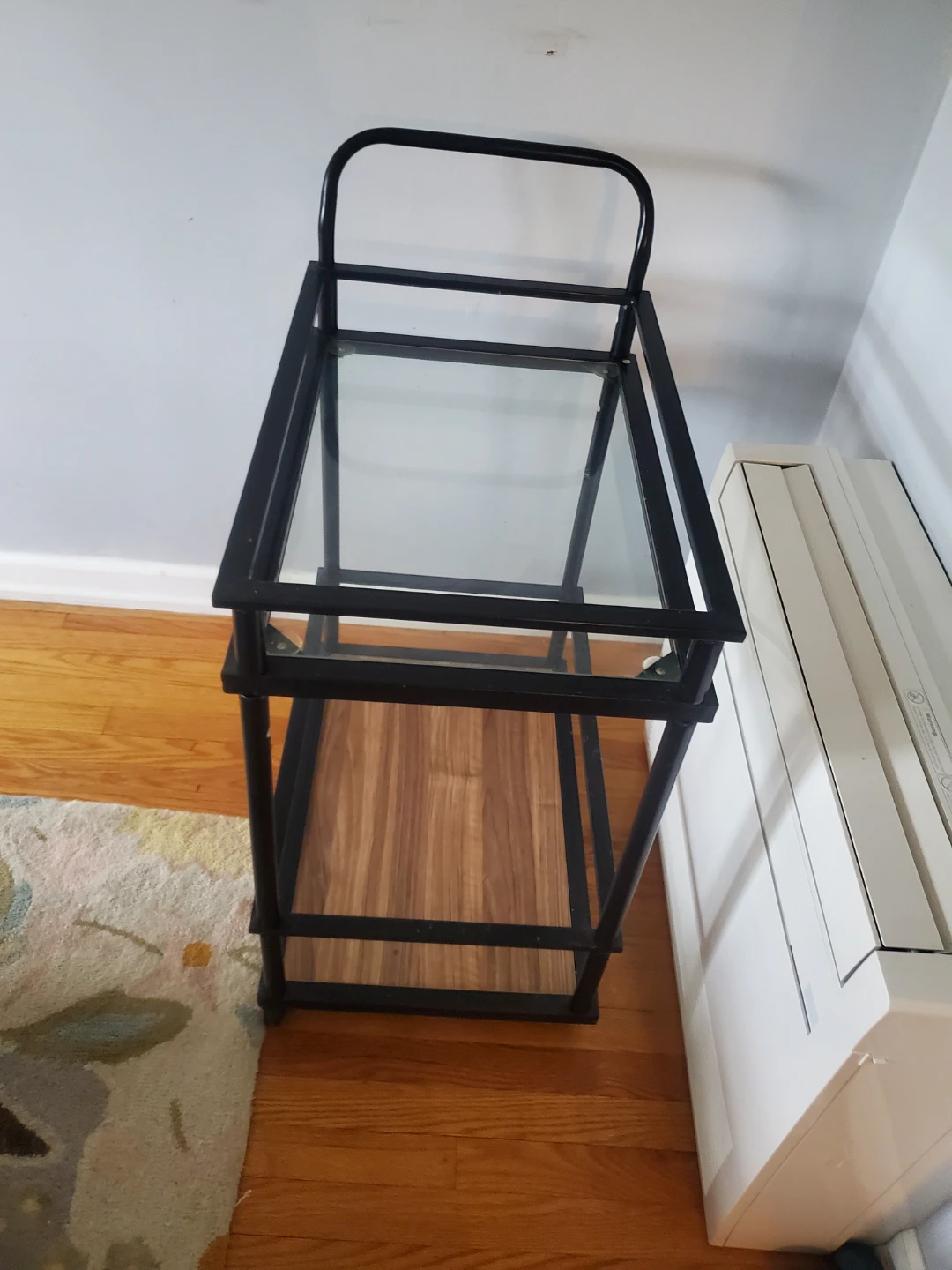 2-Tier Bar Cart with Glass Shelves and Wood Bottom Shelf - photo 2
