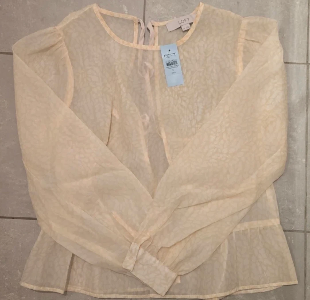 LOFT Sheer Puff Sleeve Blouse