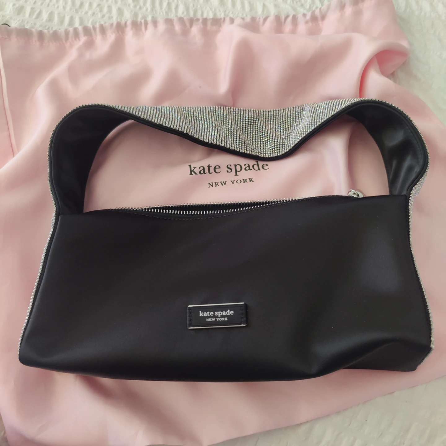 Kate Spade Black Shoulder Bag with Rhinestone Strap
