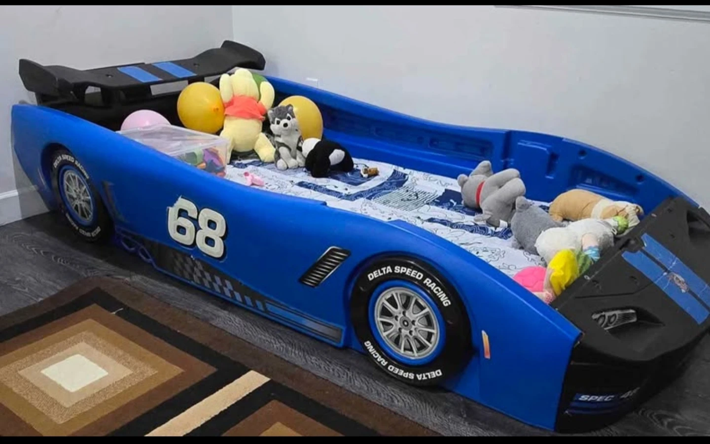 Blue Race Car Toddler Bed