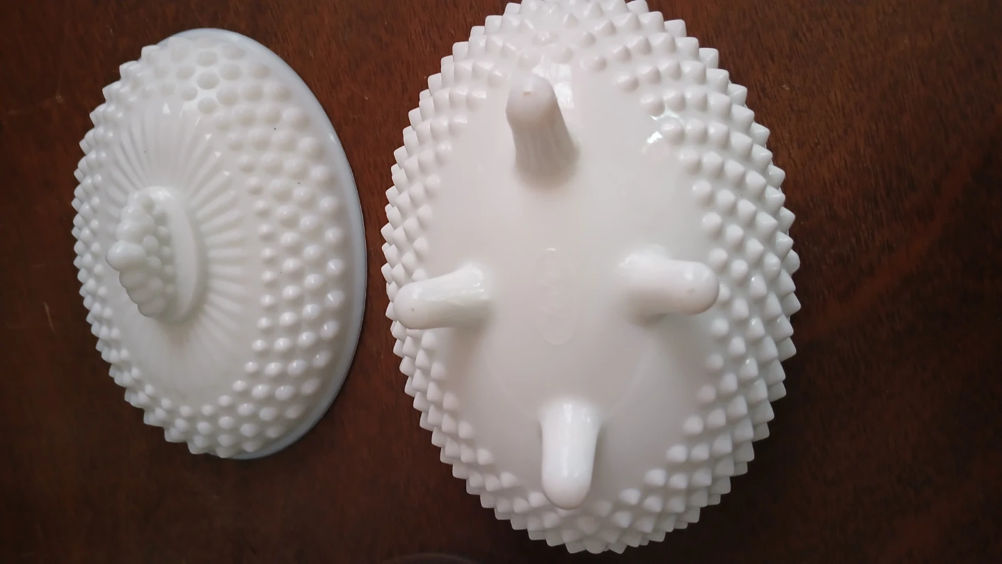Vintage White Hobnail Milk Glass Covered Candy Dish - photo 3