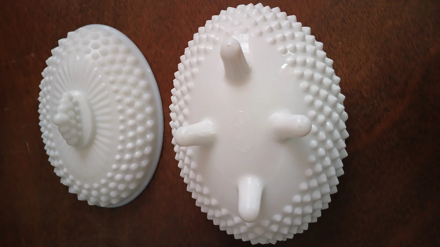 Vintage White Hobnail Milk Glass Covered Candy Dish - photo 4