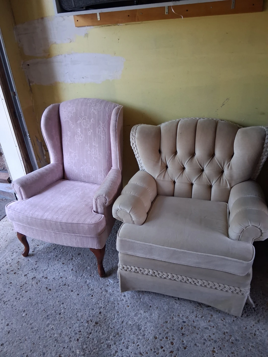 Two upholstered armchairs