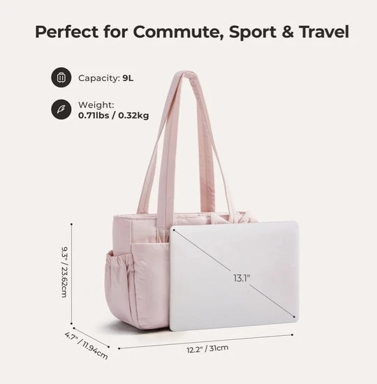 BAGSMART Crush Bow Tote Bag - Baby Pink - photo 4