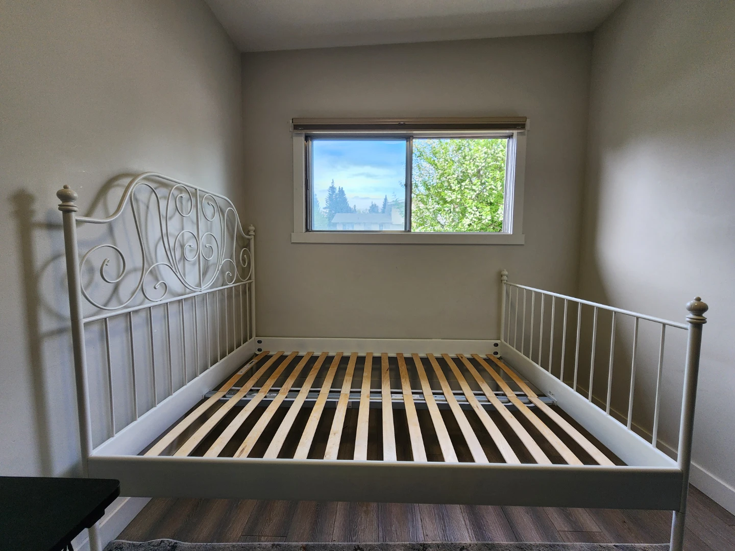 IKEA White Metal Bed Frame with Slats - photo 2