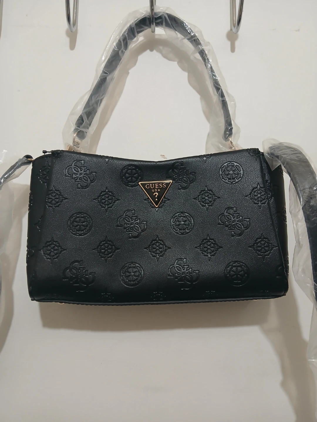 Black Guess Handbag with Embossed Logo